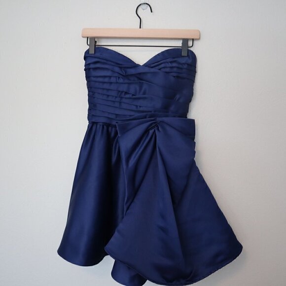 Allen Schwartz Prive Blue Puffy Strapless Party Dress Size 2 - Picture 2 of 7